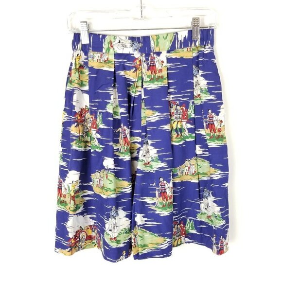 Marisa Christina 8 Pleated Wide leg shorts golf scene back zip High rise - Picture 2 of 9